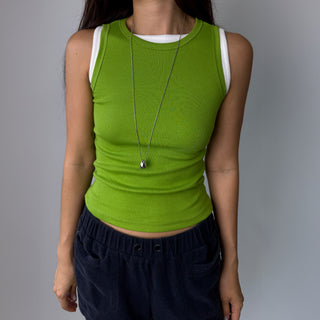 Breast Cover Ribbed Semi-Crop Summer Sleeveless Mango Sleeveless Top Made in Korea