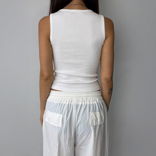 Breast Cover Ribbed Semi-Crop Summer Sleeveless Mango Sleeveless Top Made in Korea