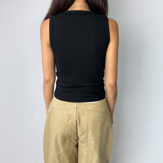 Breast Cover Ribbed Semi-Crop Summer Sleeveless Mango Sleeveless Top Made in Korea