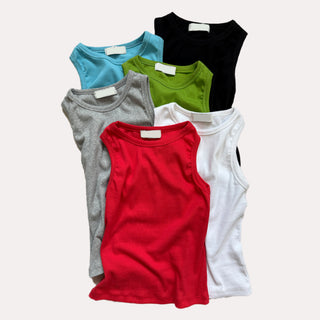 Breast Cover Ribbed Semi-Crop Summer Sleeveless Mango Sleeveless Top Made in Korea