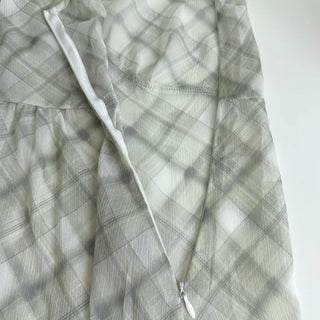 Check Layered See-through Chiffon Asymmetrical Summer Long Sleeveless V-Neck Dress