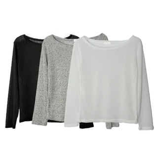See-through Boat Neck Off-Shoulder Shoulder Cutout Summer Long Sleeve Tee