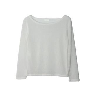 See-through Boat Neck Off-Shoulder Shoulder Cutout Summer Long Sleeve Tee