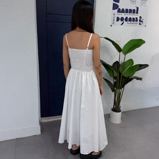 Shirred Flare Sleeveless Long Dress
