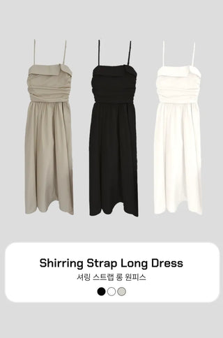 Shirred Flare Sleeveless Long Dress