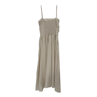 Shirred Flare Sleeveless Long Dress