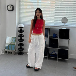Rustling Wide Cargo Wide Parachute Straight Pants