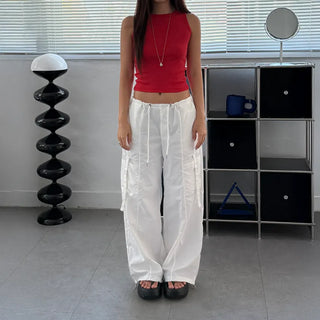 Rustling Wide Cargo Wide Parachute Straight Pants