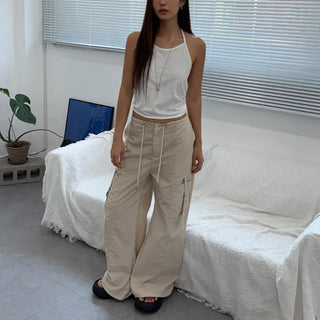 Rustling Wide Cargo Wide Parachute Straight Pants