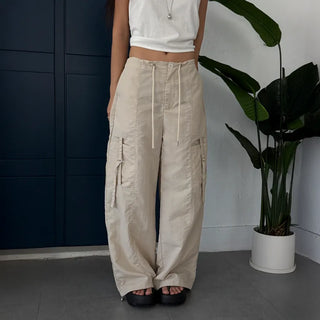 Rustling Wide Cargo Wide Parachute Straight Pants