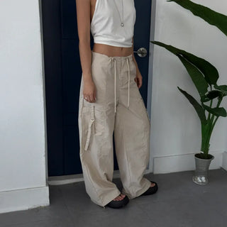 Rustling Wide Cargo Wide Parachute Straight Pants
