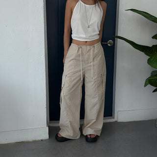 Rustling Wide Cargo Wide Parachute Straight Pants