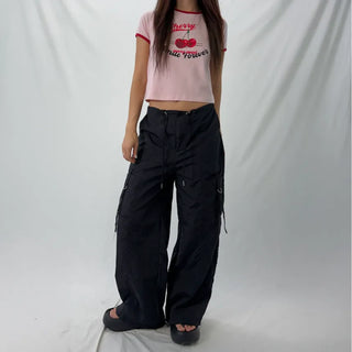 Rustling Wide Cargo Wide Parachute Straight Pants