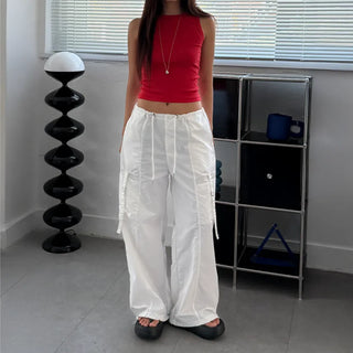 Rustling Wide Cargo Wide Parachute Straight Pants