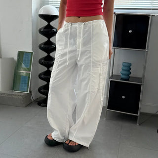 Rustling Wide Cargo Wide Parachute Straight Pants