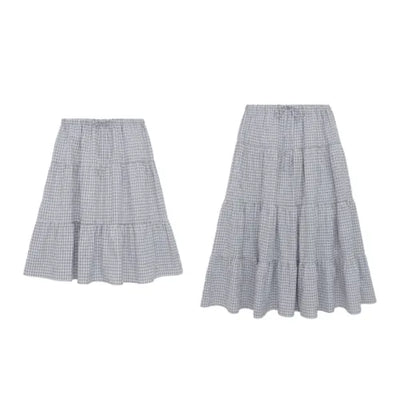 Tiered Check Flare A-Line Summer Skirt