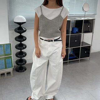 V-Neck Cable Knit Summer Layered Bustier Vest