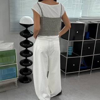 V-Neck Cable Knit Summer Layered Bustier Vest