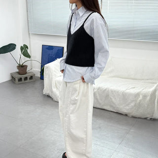 V-Neck Cable Knit Summer Layered Bustier Vest