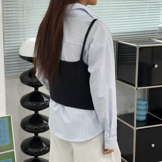 V-Neck Cable Knit Summer Layered Bustier Vest