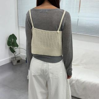 V-Neck Cable Knit Summer Layered Bustier Vest