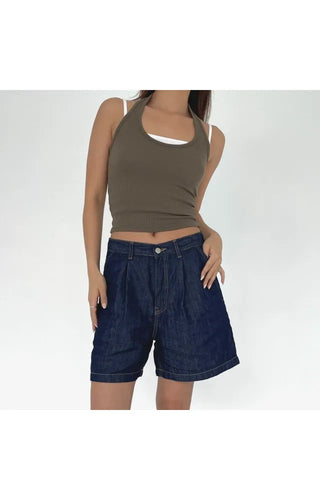 Halterneck ribbed summer sleeveless top