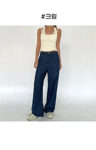 Halterneck ribbed summer sleeveless top