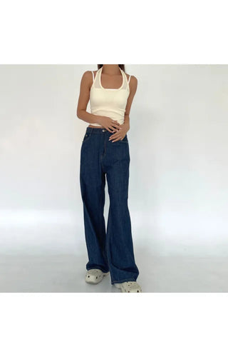 Halterneck ribbed summer sleeveless top