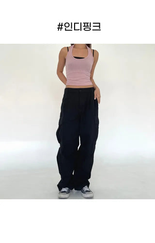 Halterneck ribbed summer sleeveless top