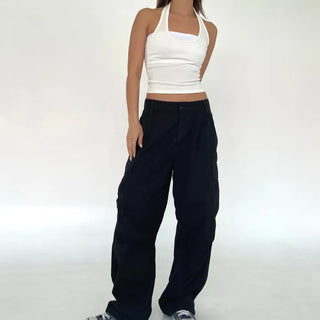 Halterneck ribbed summer sleeveless top