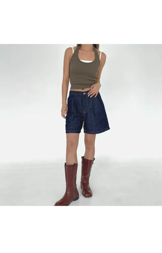 Halterneck ribbed summer sleeveless top