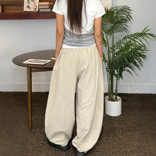 Balloon Pintuck Unisex Wide Jogger Summer Balloon Elastic Pants