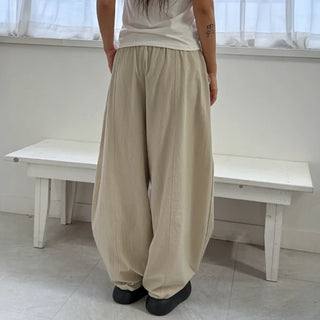 Balloon Pintuck Unisex Wide Jogger Summer Balloon Elastic Pants