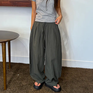 Balloon Pintuck Unisex Wide Jogger Summer Balloon Elastic Pants