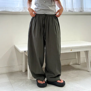 Balloon Pintuck Unisex Wide Jogger Summer Balloon Elastic Pants