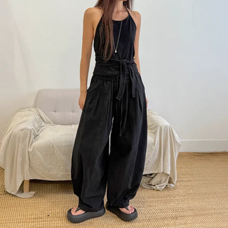 Balloon Pintuck Unisex Wide Jogger Summer Balloon Elastic Pants