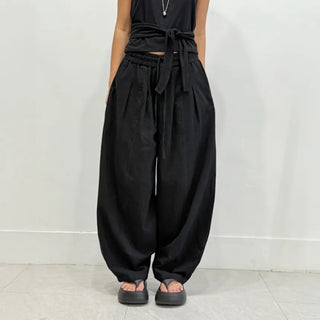 Balloon Pintuck Unisex Wide Jogger Summer Balloon Elastic Pants