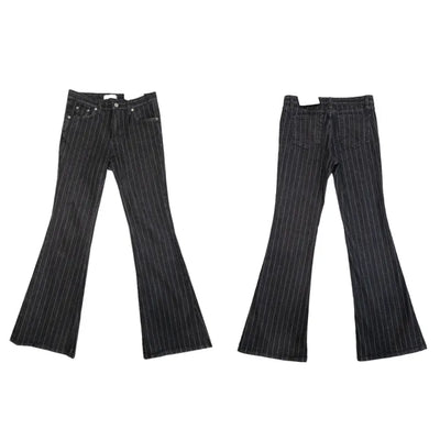 Pinstripe Black Flare Bootcut Summer Korean Transitional Denim