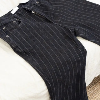 Pinstripe Black Flare Bootcut Summer Korean Transitional Denim