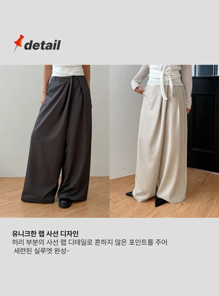 Diagonal Wrap Wide Autumn Slacks Fits Size 77