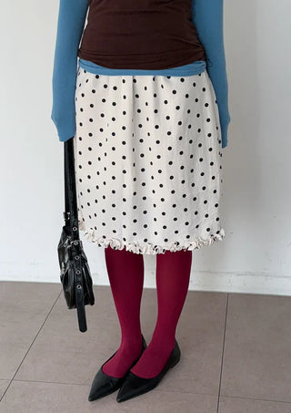 Minute Dot Skirt Frill Midi Polka Dot Spring Chiffon Skirt