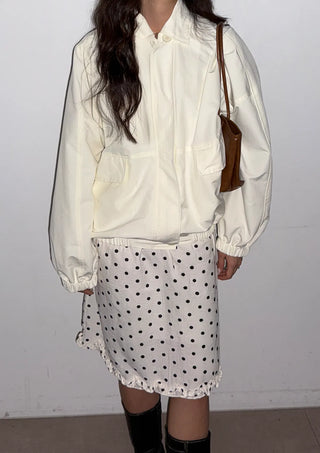 Minute Dot Skirt Frill Midi Polka Dot Spring Chiffon Skirt