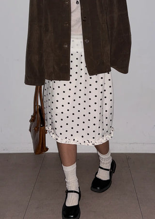 Minute Dot Skirt Frill Midi Polka Dot Spring Chiffon Skirt