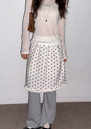Minute Dot Skirt Frill Midi Polka Dot Spring Chiffon Skirt