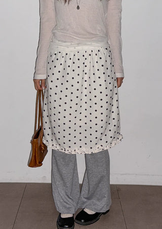 Minute Dot Skirt Frill Midi Polka Dot Spring Chiffon Skirt