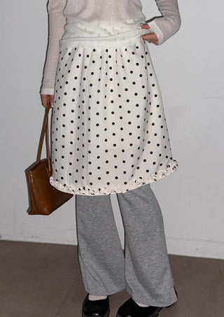Minute Dot Skirt Frill Midi Polka Dot Spring Chiffon Skirt