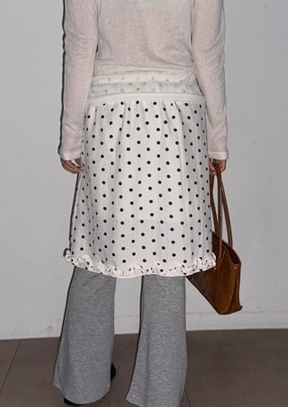 Minute Dot Skirt Frill Midi Polka Dot Spring Chiffon Skirt