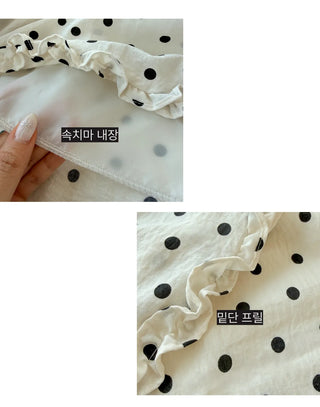 Minute Dot Skirt Frill Midi Polka Dot Spring Chiffon Skirt