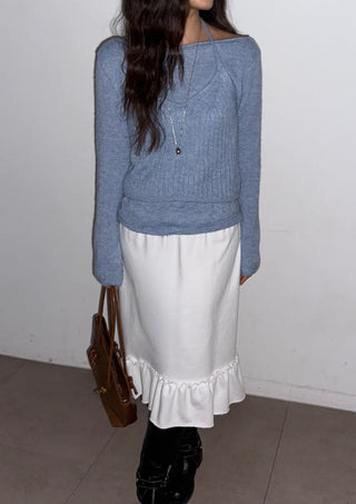 Pudding Frill Midi H-Line Balloon Layered Skirt for Korean Winter & Spring