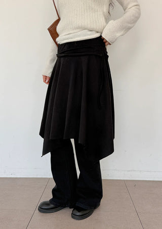Flynn String Flare Domestic Elastic A-Line Midi Skirt